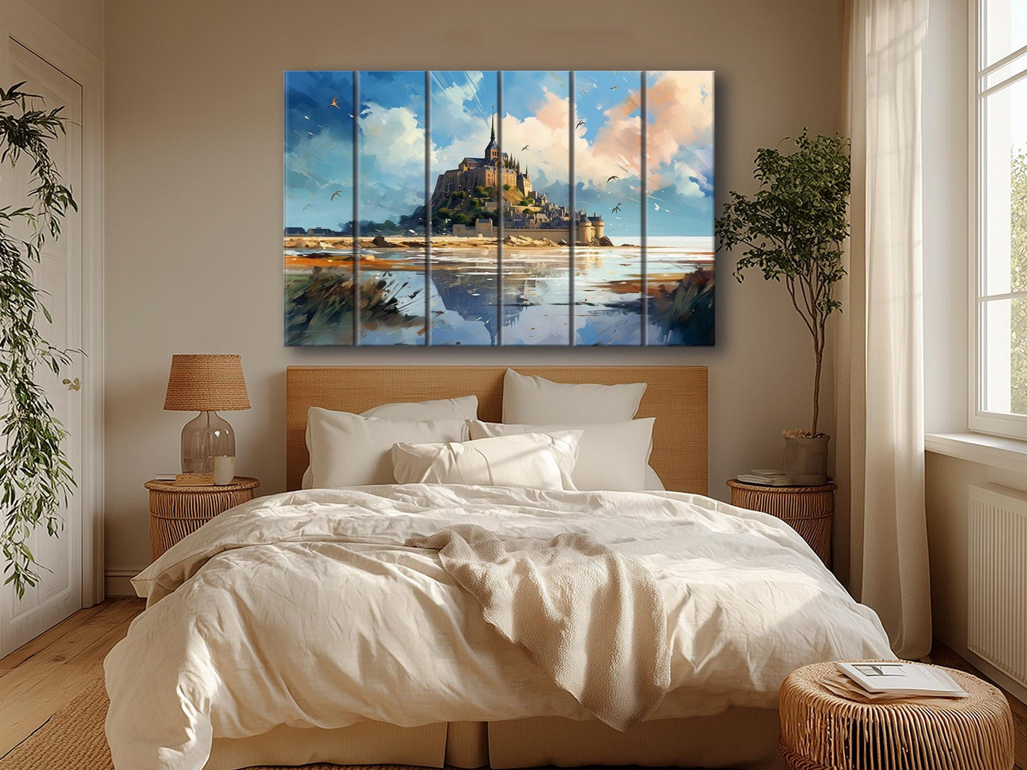 Mont-Saint-Michel Wood Art | Unique Wood Grain, French Wall Decor, Ready to Hang