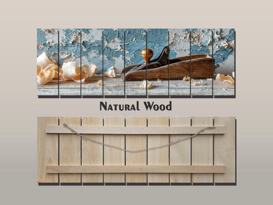 Rustic Wood Wall Art – Carpenter Plane Print | Vintage Tool Decor, Handcrafted Wood Art