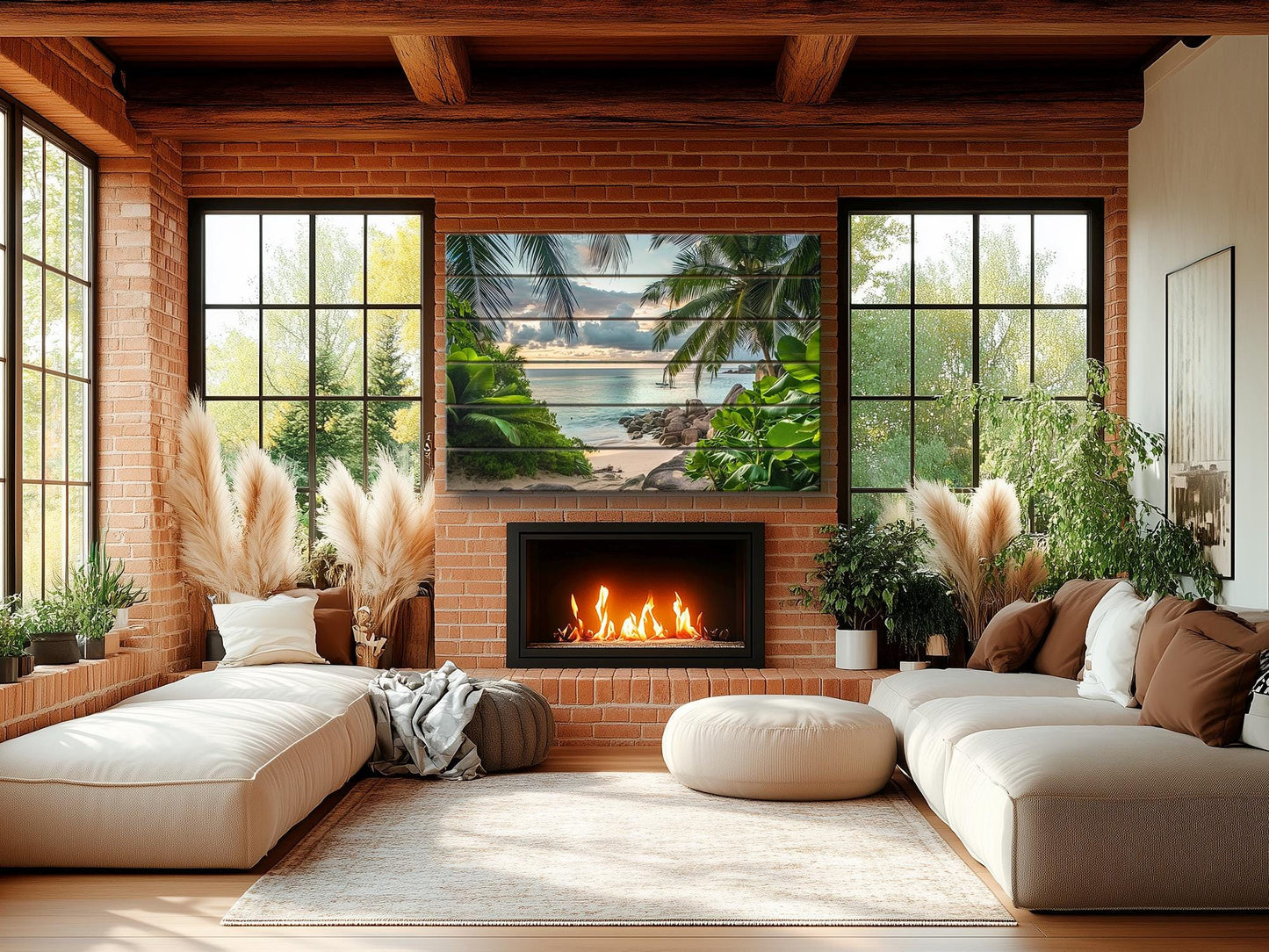 Tropical Landscape Print on Wood, Tropical Wooden Wall Art, Palm Trees Wood Print, Resort Island Wall Art, Tropical Beach, Wood Wall Art