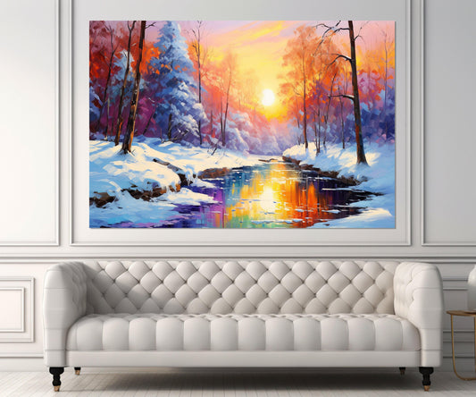 Winter Forest Canvas Print – Sunny Winter Wall Art | Framed Landscape Poster