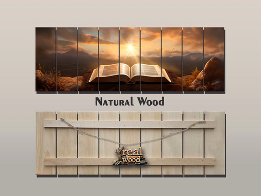 Bible Wall Art – Rustic Bible Print on Wood | Christian Wall Decor & Natural Wood Print