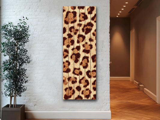 Leopard Print Wall Art – Vintage Wall Decor on Rustic Wood Plank Art