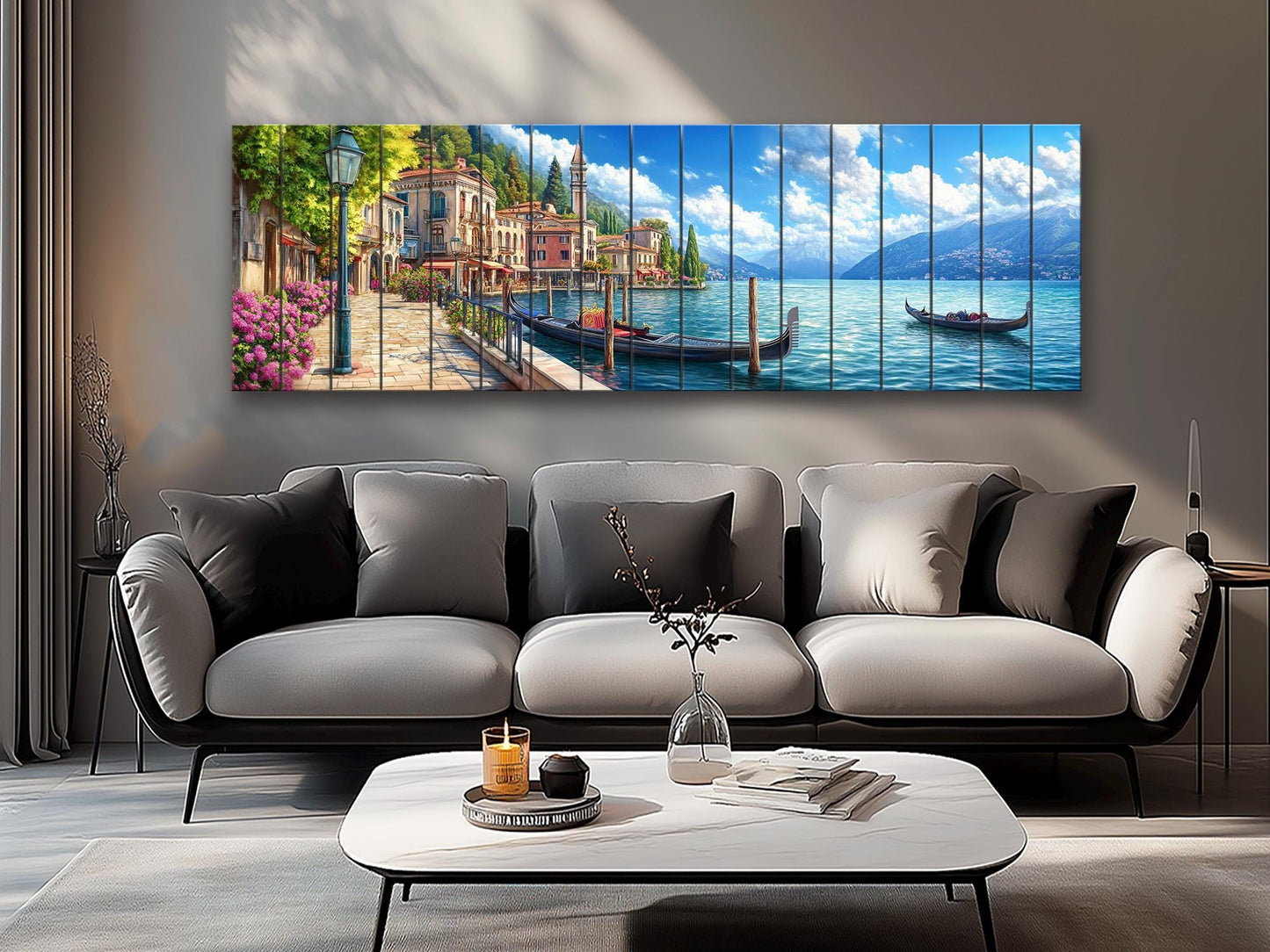 Lake Como In Italy Print On Natural Wood- Landscape Wall Art