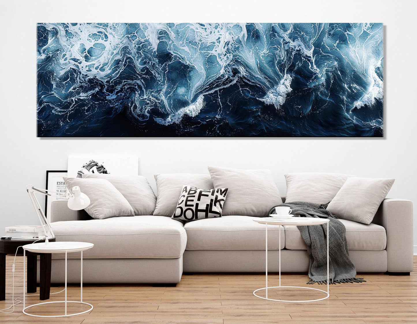 Deep Blue Ocean Canvas – Large Sea Painting | Framed Canvas Print, Ready to Hang