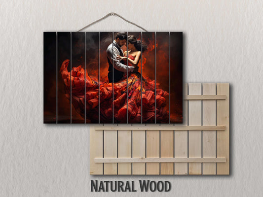 Wood Wall Art – Flamenco Dance Print | Vintage Dance Art on Natural Wood