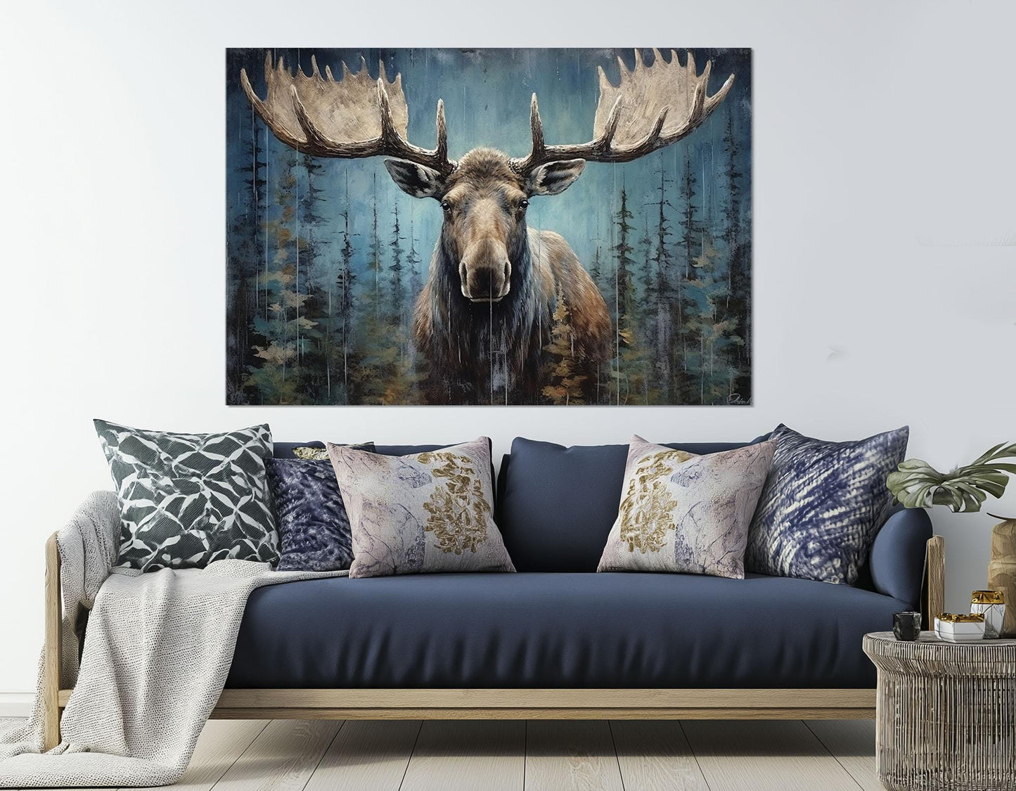 Rustic Moose Canvas Print – Framed Canvas Print | Ready to Hang Moose Wall Art
