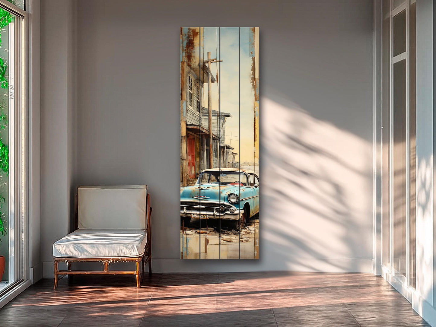 Vintage Cuba Print - Rustic Wood Wall Art on Natural Wooden Planks, Ready to Hang