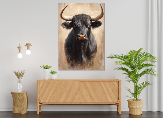 Black Cow Canvas Print – Rustic Cow Wall Art | Farmhouse Wall Decor, Ready to Hang