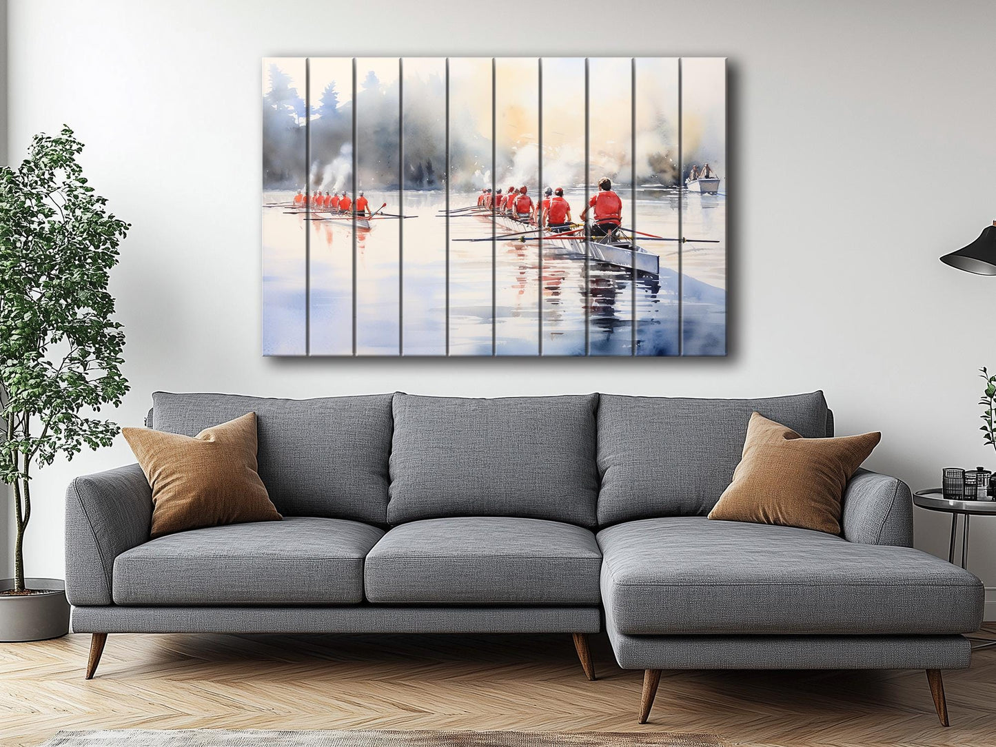 Rowing Wood Wall Art | Natural Wood Art – UV Printed Rustic Wall Decor