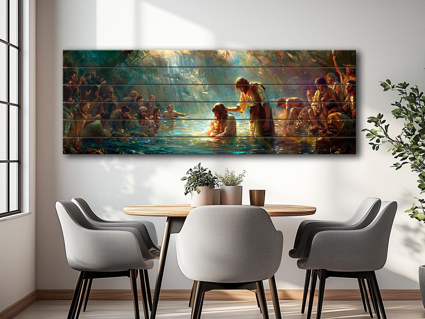 Baptism of Jesus Painting - Wood Wall Art | Jesus Baptism Print on Wood