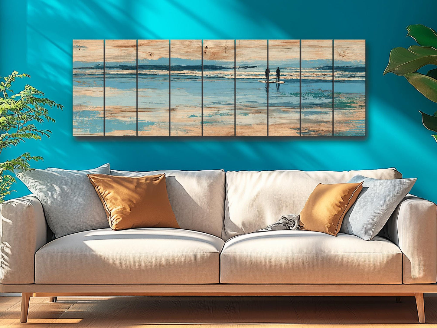 Paddleboard Wall Art – Nautical Coastal Wood Print with Ocean Paddleboard Art