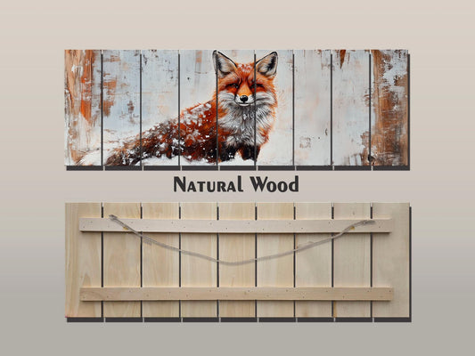 Wood Wall Art - Rustic Red Fox Print on Natural Wood | Forest Animal Decor