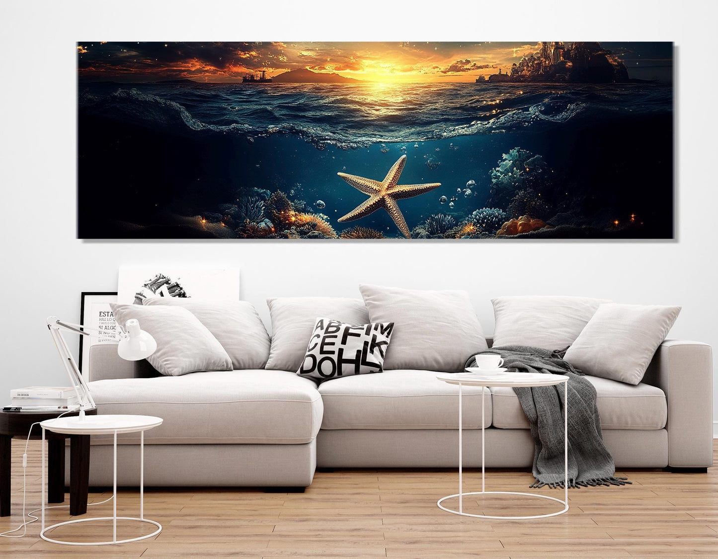 Starfish Canvas Print – Large Ocean Canvas, Underwater Wall Art, Ready to Hang