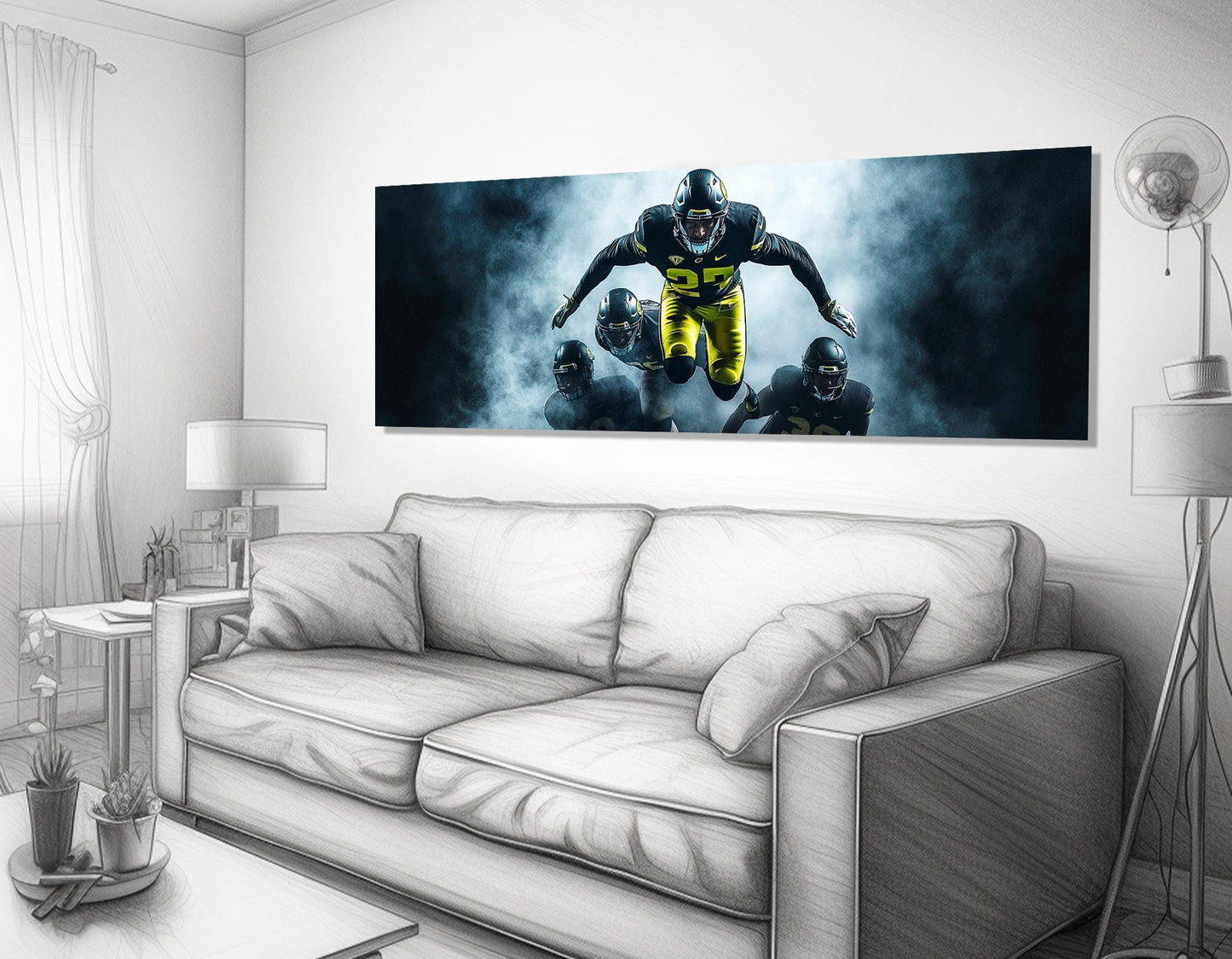 Abstract Football Wall Art, American Football Canvas Print, Framed and Ready to Hang