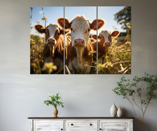 Highland Cows Canvas - Cute Calf Canvas Print | Ready to Hang Rustic Cow Painting