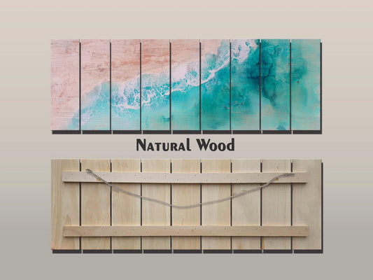 Nautical Wood Wall Art - Abstract Aerial View of a Beach and Rolling Waves Printed on Wood, Beach Wall Art, Soft Tones Beach Painting