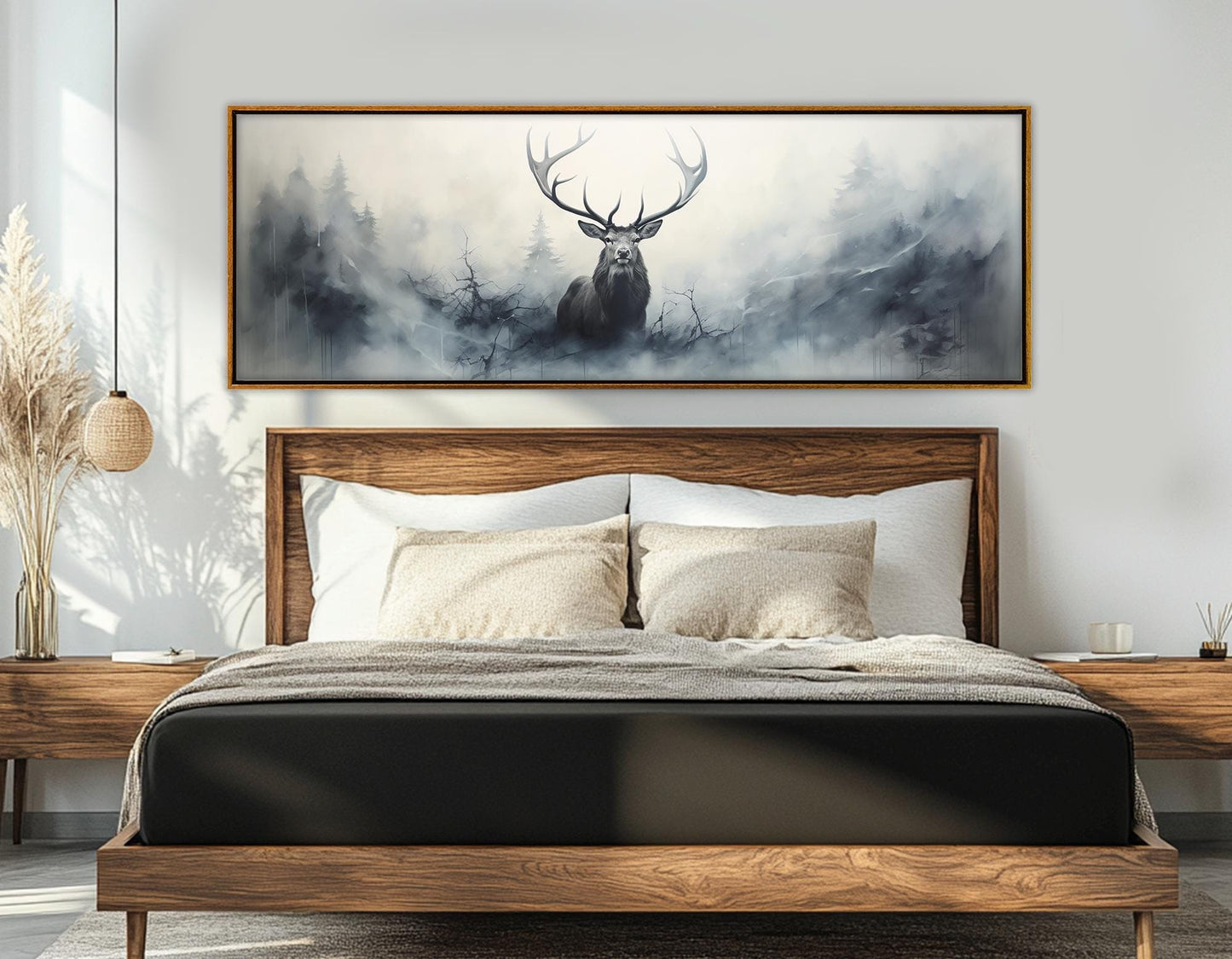 Deer Wall Art – Majestic Misty Forest Canvas Print | Framed & Ready to Hang