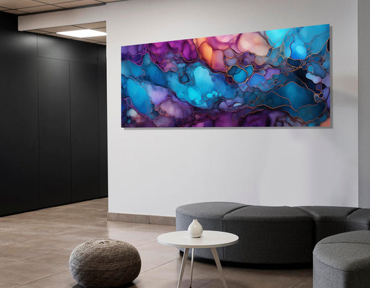 Abstract Alcohol Inks Painting – Large Framed Cotton Canvas Print | Ready to Hang Wall Art