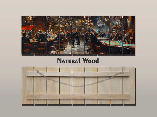 Rustic Wood Wall Art – Vintage Casino Print | Monte Carlo Retro Decor