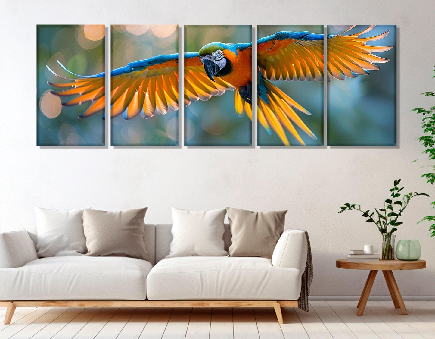 Large Macaw Parrot Canvas Print, Parrots Wall Art, Parrot Canvas Art, Parrot Painting, Framed and Ready to Hang