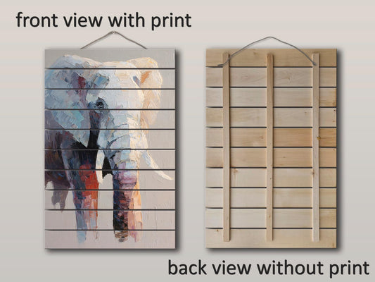 Elephant Wood Art – Minimalist Natural Wood Print | Rustic Farmhouse Wall Decor