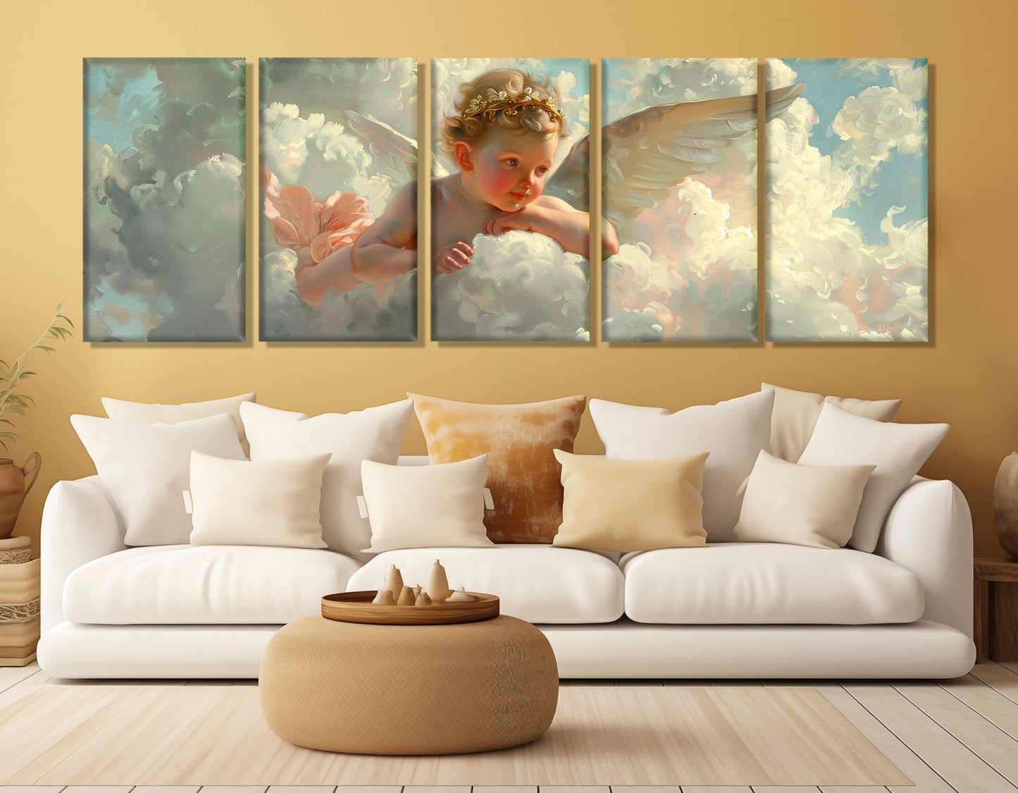 Cupid on Cloud Canvas Print, William Bouguereau Style Painting, Romantic Wall Art, Cupid Canvas Print, Framed and Ready to Hang