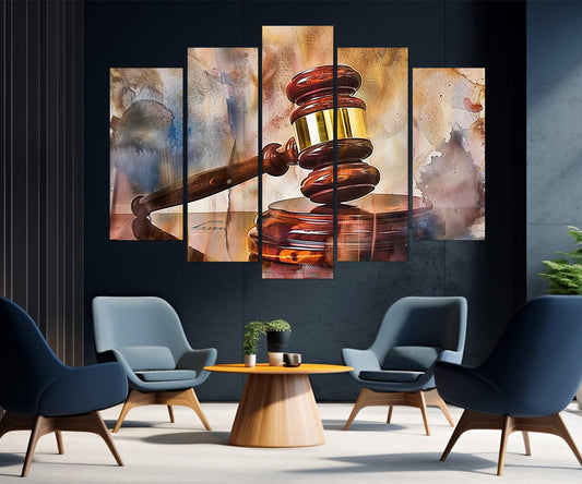Justice Wall Art – Gavel Canvas Print | Lawyer Office Decor, Judge Gift, Attorney Gift