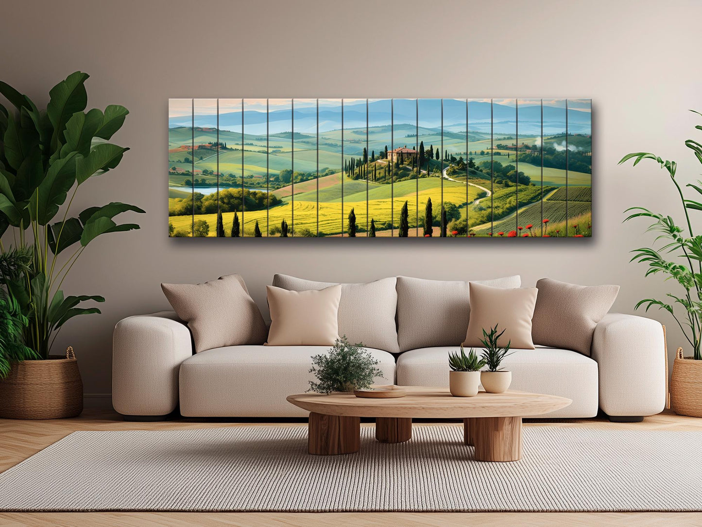 Rustic Wood Wall Art – Scenic Tuscany Landscape Art on UV Printed Wood