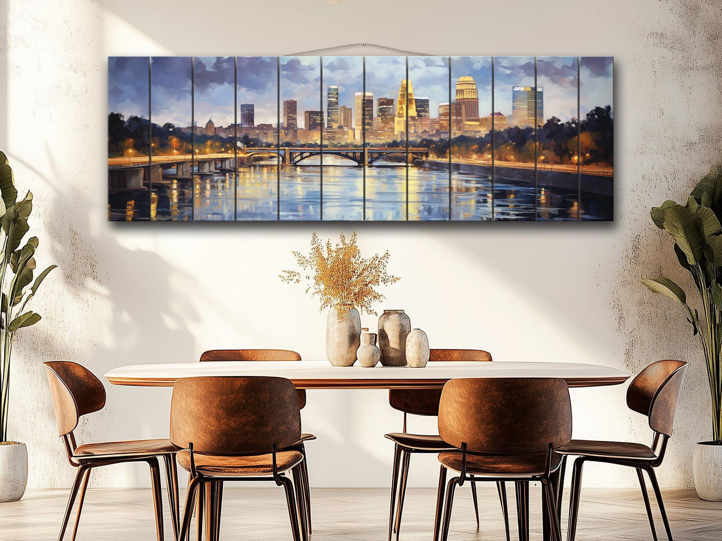Minneapolis Wood Wall Art – Rustic Skyline Painting on Wood – Unique Natural Texture Decor