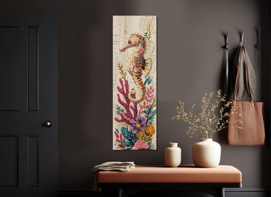 Seahorse Canvas Print – Ocean Wall Art | Framed Floating Frame Canvas, Ready to Hang