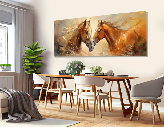 Horses Canvas Print - Romantic Horse Art | Framed Painting on Cotton Canvas