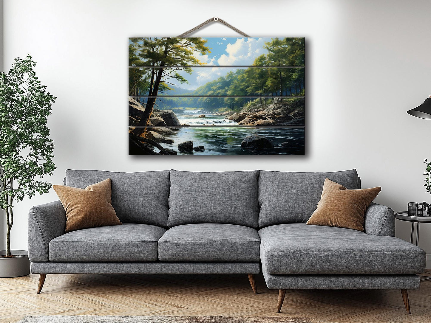 Wisconsin Wood Wall Art - Natural Wood Plank Decor | Wisconsin River Print