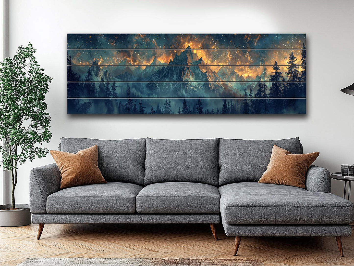 Majestic Mountains Printed On Natural Wood - Luxury Wall Art