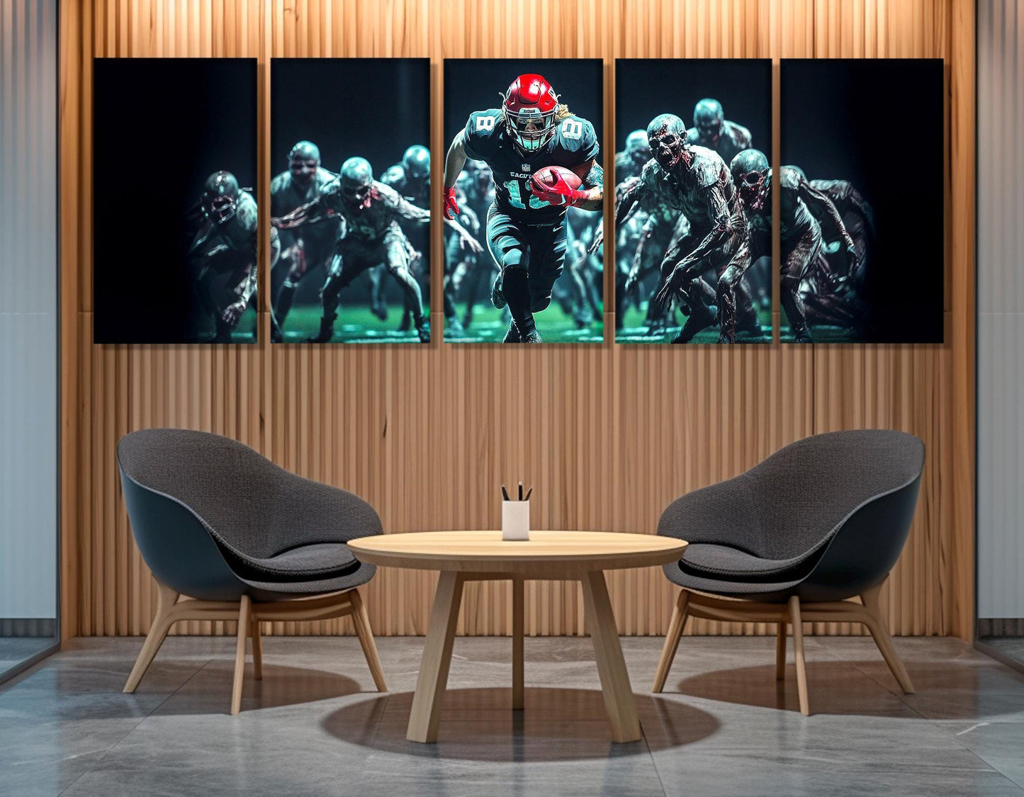 Football with Zombie Abstract Canvas Print, Football Wall Art, Framed and Ready to Hang