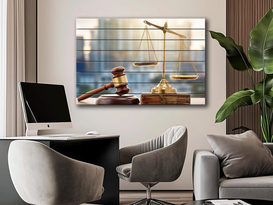 Rustic Wood Wall Art - Justice Wall Art Printed on Wood, Lawyer Office Decor, Judge Gift, Law Wall Art, Judge Hammer Poster, Attorney Gift