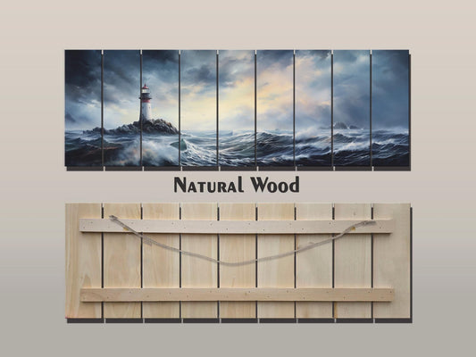 Nautical Wood Wall Art – Scenic Lighthouse Print on Wood | Coastal Home Decor