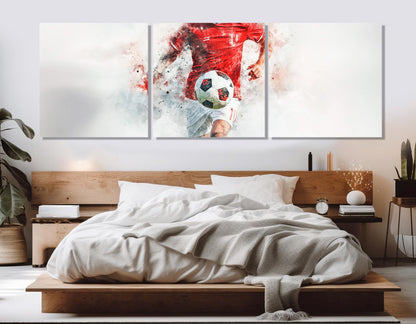 Abstract Soccer Canvas Print, Soccer Watercolor Painting, Framed and Ready to Hang