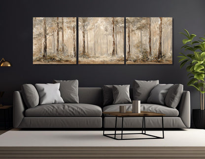 Forest Canvas Print – Abstract Beige Wall Art | Gallery Wrapped, Ready to Hang