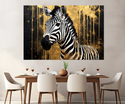 Zebra Canvas Print – Black and Gold Abstract Zebra Art, Ready to Hang Wall Decor