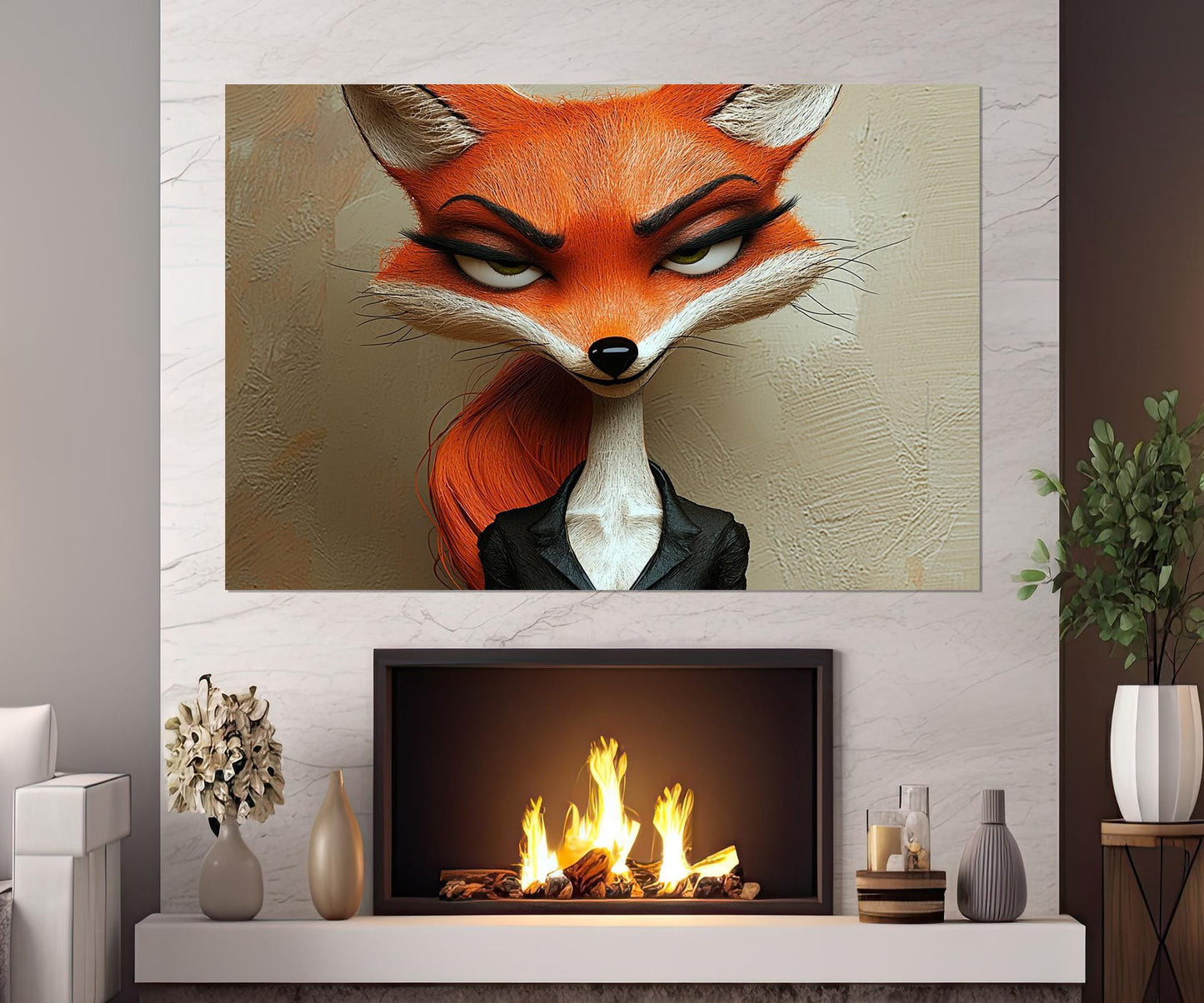 Sly Fox Canvas Print - Fox Wall Art | Lady Boss Gift | Business Woman Decor
