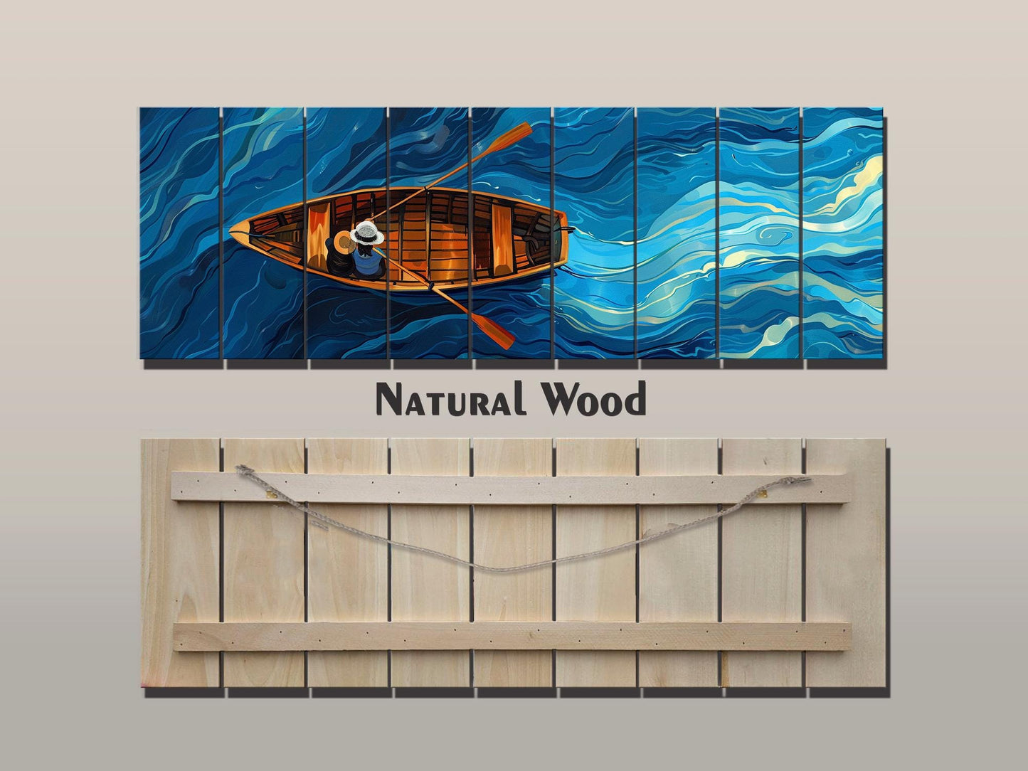 Wood Wall Art - Colorful Couple Print on Natural Wood Planks | Ready to Hang