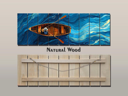 Wood Wall Art - Colorful Couple Print on Natural Wood Planks | Ready to Hang