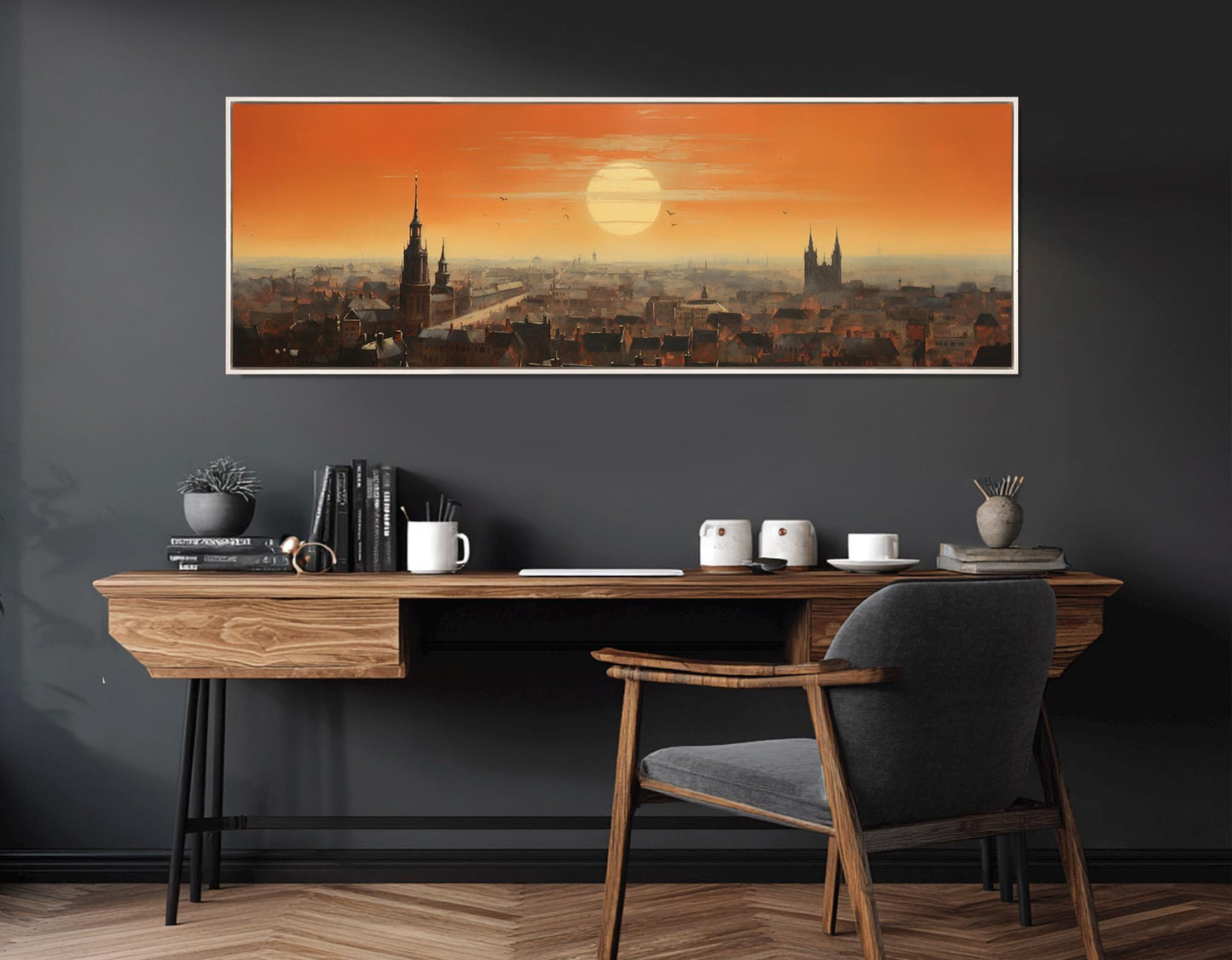 Abstract Brussels Wall Art, Brussels Skyline Canvas Print, Belgium Painting, Framed & Ready to Hang