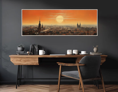 Abstract Brussels Wall Art, Brussels Skyline Canvas Print, Belgium Painting, Framed & Ready to Hang