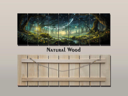 Fantasy Forest Print On Natural Wood