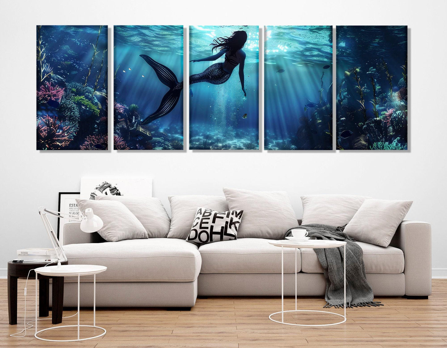 Mermaid Canvas Print – Underwater Wall Art | Girl Room Decor | Framed Canvas Art
