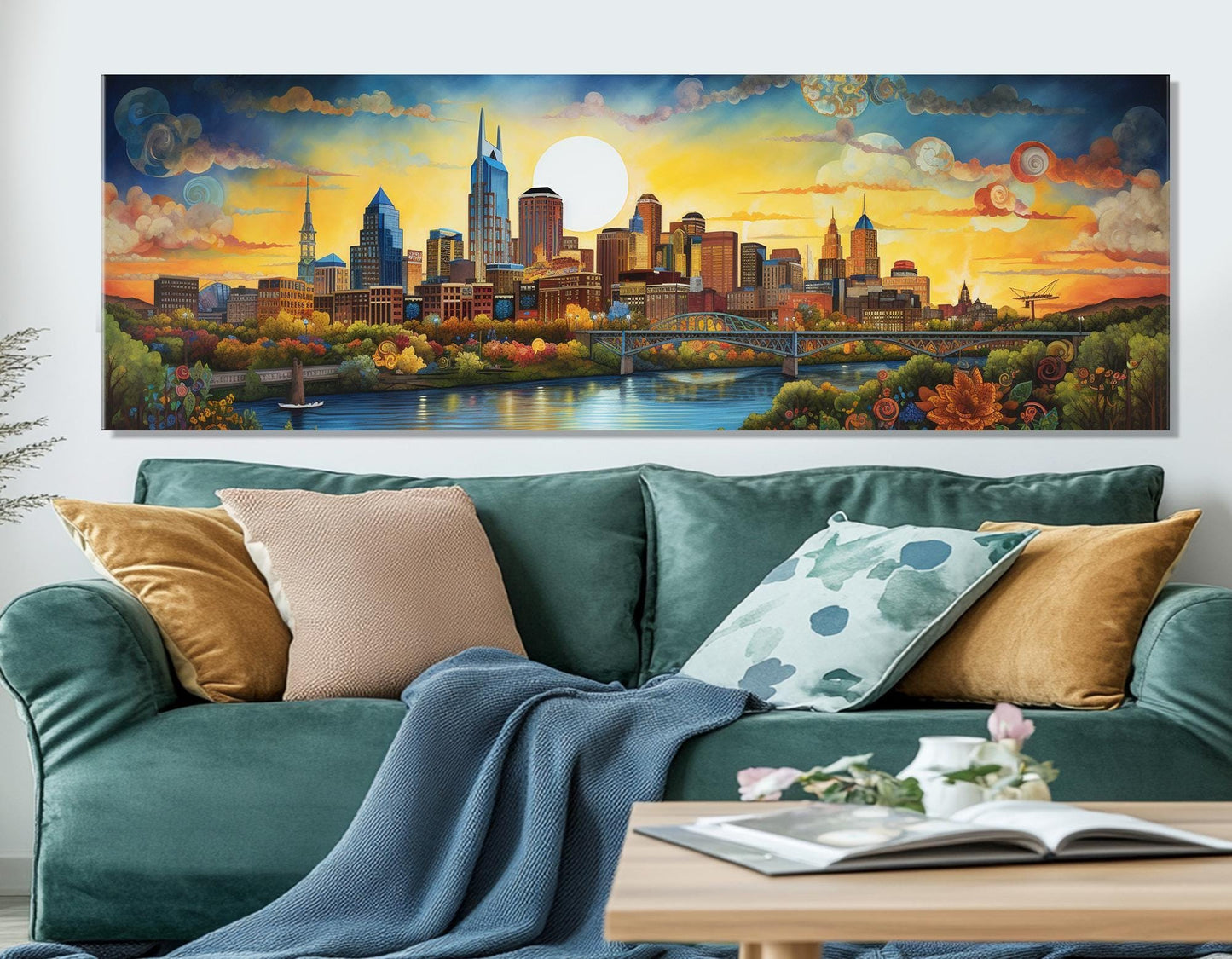 Nashville Canvas Print – Large Abstract City Painting | Framed & Ready to Hang