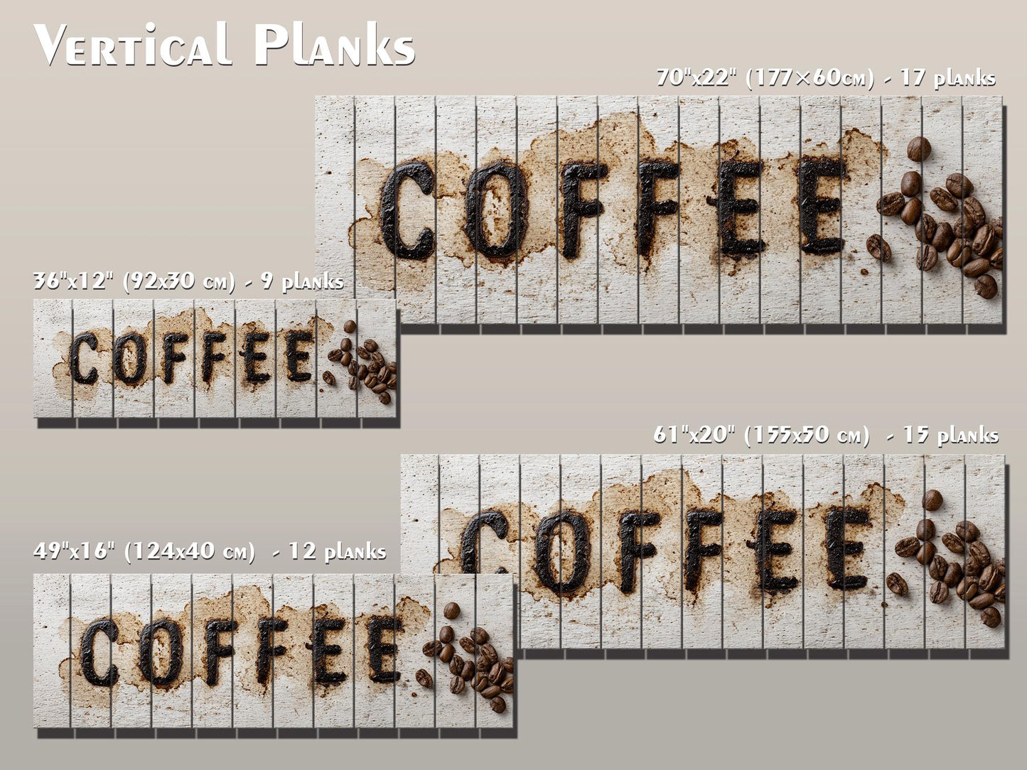 Coffee Art Print on Natural Wood – Kitchen Wall Decor