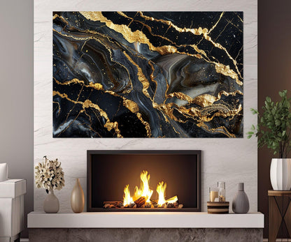 Black Gold Marble Canvas | Luxury Wall Art - Contemporary Framed Canvas Print