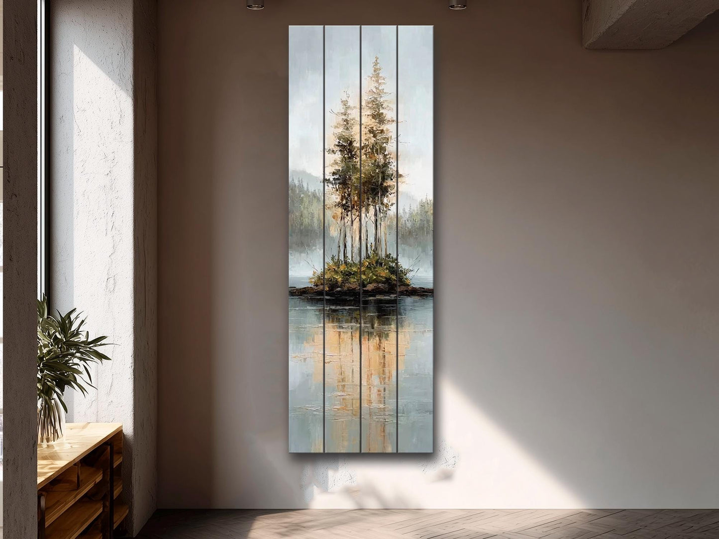 Rustic Wood Wall Art – Scenic Wood Landscape Print With Natural Texture